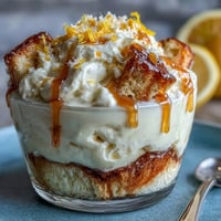 A refreshing dessert featuring layers of lemon mascarpone cream and limoncello-soaked ladyfingers in elegant serving cups.  