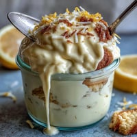 Limoncello Tiramisu Dessert Jars with layers of mascarpone cream and white chocolate shavings.
