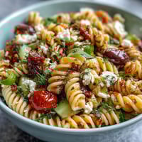 Vibrant picnic pasta salad with colorful vegetables and mozzarella, tossed in zesty Italian dressing for a refreshing summer meal.
