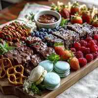 Festive grad party dessert board with colorful mini treats and cake slices arranged for sharing.