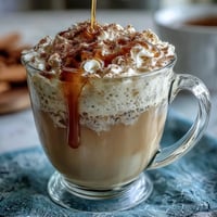 Warm dandelion tea latte with oat milk and honey, topped with a sprinkle of cinnamon for a cozy, caffeine-free drink.